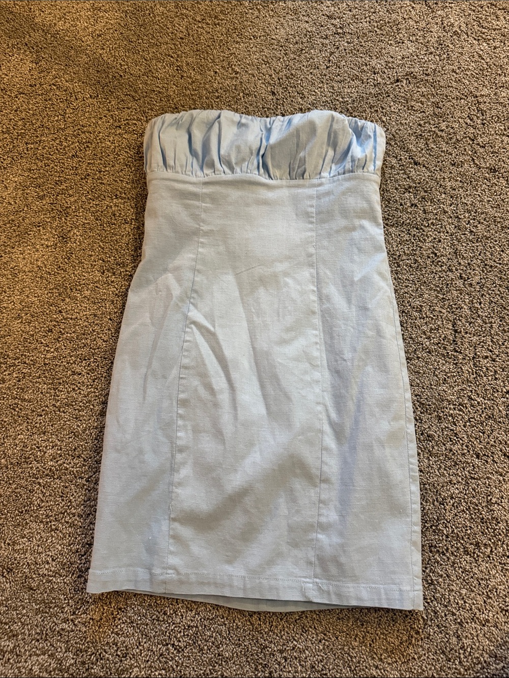 Hello Molly Strapless Pale Blue Ruched Bodice Dress